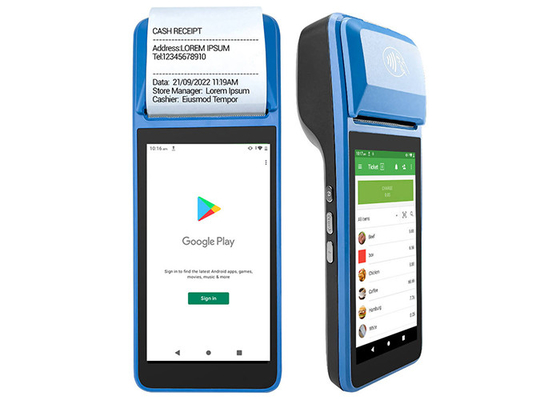 Chine Terminal portatif de position de 5 pouces 4G WIFI NFC Android avec l'imprimante thermique établie dans le magasin de jeu de Google fournisseur